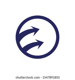 Modern circle technology logo blue color. Abstract vector icon. Stock illustration