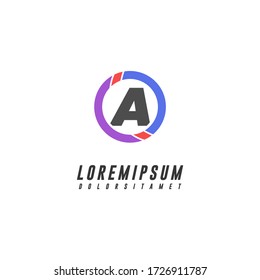 tecnología de círculo moderno Concepto de carta de logotipo 