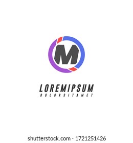 tecnología de círculo moderno Diseño de letras con logotipo M 