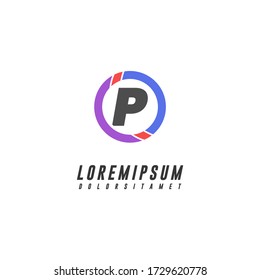 modern circle technology P logo letter design concept 