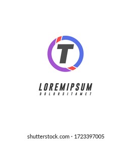 tecnología de círculo moderno Diseño de letras del logotipo T 