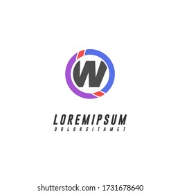 modern circle technology W logo letter design concept 