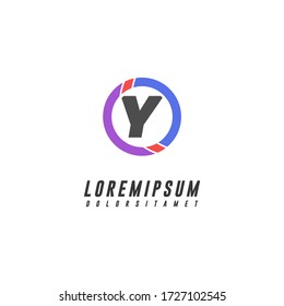 tecnología de círculo moderno Diseño de letras del logotipo Y 