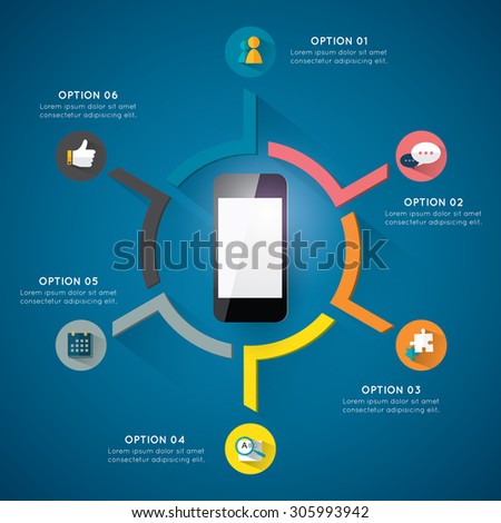 Modern circle template for business project or presentation with circle and six segments.