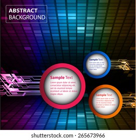 modern circle text box template for website computer graphic and internet, purple blue yellow background. Brochure. Mosaic. table, pixels