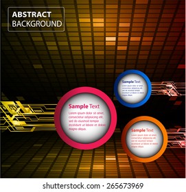 modern circle text box template for website computer graphic and internet, orange background. Brochure. Mosaic. table, pixels