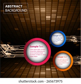 modern circle text box template for website computer graphic and internet, brown background. Brochure. Mosaic. table, pixels