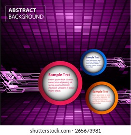 modern circle text box template for website computer graphic and internet, purple background. Brochure. Mosaic. table, pixels