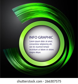 modern circle text box template for website computer graphic and internet, green black background. Brochure. banner. card.
