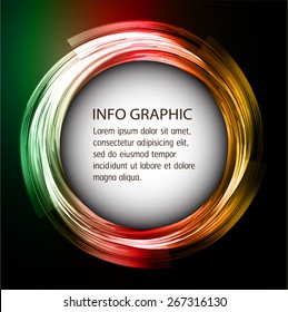 modern circle text box template for website computer graphic and internet, dark green red yellow background. Brochure. text box. banner. card.