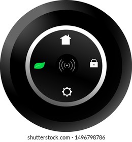 Modern circle thermostat with home,  icon