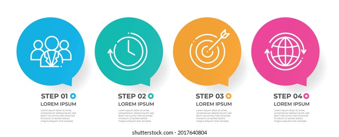 Plantilla infográfica de línea de tiempo de círculo moderna 4 pasos