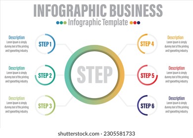 Modern Circle Timeline Infographics with 6 Steps and Six option. Chart diagram with project timeline, presentation vector infographic.