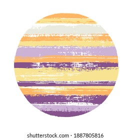 Modern circle vector geometric shape with stripes texture of ink horizontal lines. Old paint texture disk. Label round shape circle logo element with grunge stripes background. - Shutterstock ID 1887805816