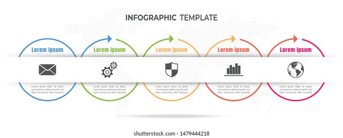 Modern Circles Timeline Infograpic 5 Options.