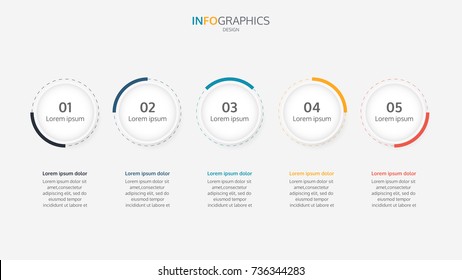 Modern Circles Vector Infographic Template. Business Concept With 5 Steps, Options Or Processes.