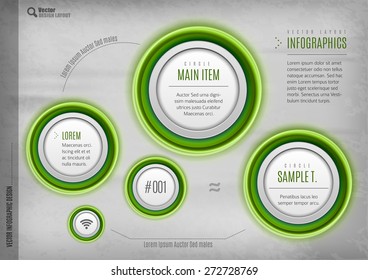 Modern circles vector layout. Web design, infographics, business brochure.