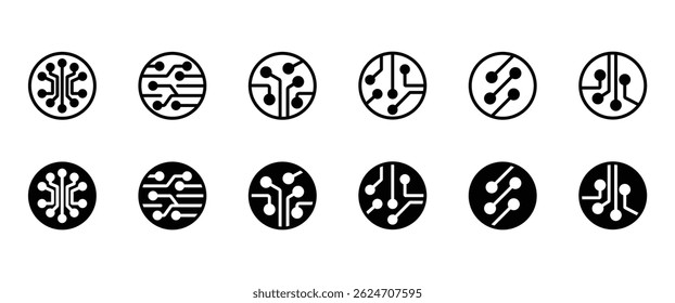 Modern Circuit board icons. Electronic components icons set. This set includes electronic components icons in transparent background in vector.	