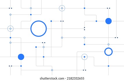 Modern circuit board system connected dots and lines background template. Modern blockchain linked global digital database graphic vector