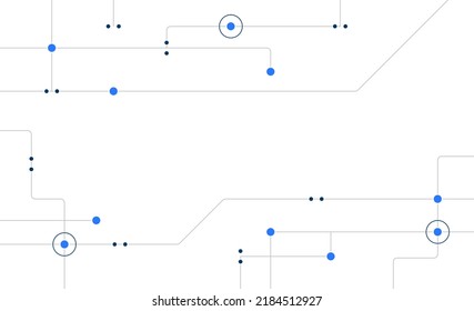 Modern circuit board system technology connected dots and lines background template. Blockchain linked global digital database graphic vector