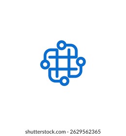 Modern circuit connect tech vector logo design