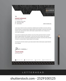 Modern Circuit Technology Letterhead Design Template for Professional Tech Business and Corporate Branding