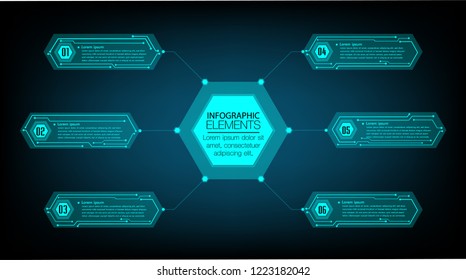 modern circuit text box template for website computer graphic technology, banner Infographics, time line
