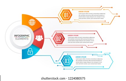 modern circuit text box template for website computer graphic technology, banner Infographics, time line