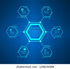 modern circuit text box template for website computer graphic technology, banner Infographics, time line