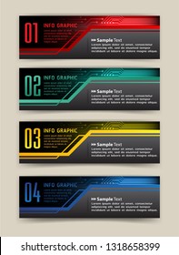 modern circuit text box template for website computer graphic technology, banner Infographics, time line