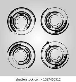 Modern circular button set of technology and vector technology background design Circle lines on a gray background.textures .Graphic.science.cyber.energy.digital