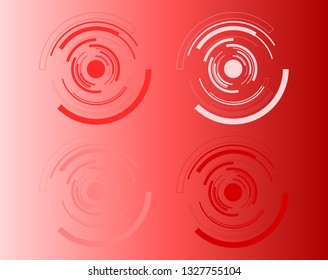Modern circular button set of technology and vector technology background design Circle lines on a red background 