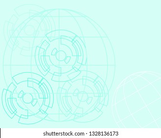 Modern circular button set of technology and vector technology background design Circle lines on a blue background.impossible