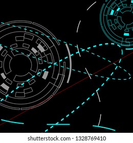 Modern circular button set of technology and vector technology background design Circle lines on a black background.impossible