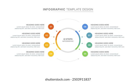 Moderne Circular Cycle Infographic Design-Vorlage mit 8 Stufen