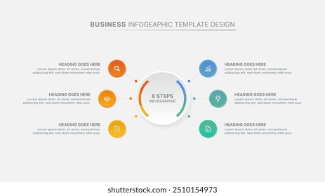 Plantilla moderna del diseño de la infografía del ciclo circular con seis opciones