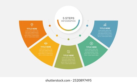 Plantilla moderna del diseño de la infografía del ciclo circular con 5 puntos de datos