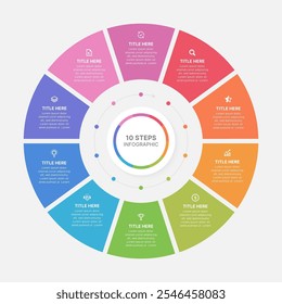 Modelo de design de infográfico de ciclo circular moderno com 10 pontos de dados