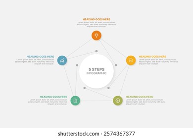 Modern Circular Cycle Infographic Design Template with 5 Data Points
