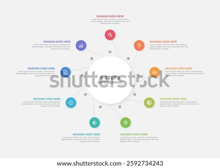Modern Circular Cycle Infographic Design Template with 9 Data Points