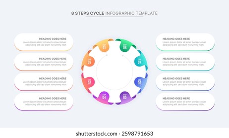 Modern Circular Cycle Process Workflow Infographic with 8 Steps Design Template