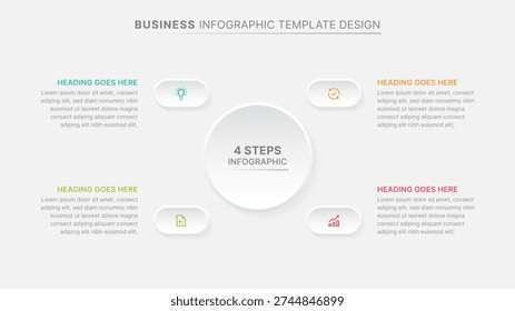 Modern Circular Cycle Round Infographic Design Template with 4 Data Points