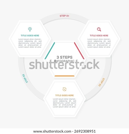 Modern Circular Cycle Round Infographic Design Template with 3 Data Points