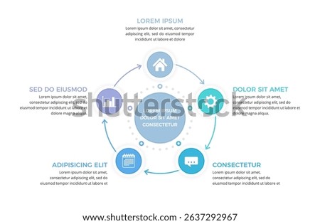 Modern circular diagram infographic with five connected steps, vector eps10 illustration