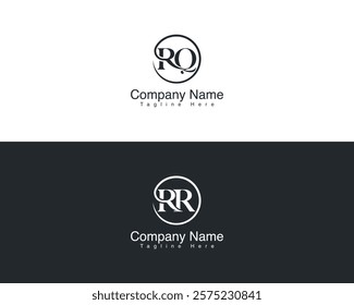 Modern Circular Frame and Luxury Alphabet Logo Design. Circle RQ, RR Letter Monogram Luxury logo design.