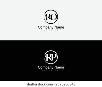 Modern Circular Frame and Luxury Alphabet Logo Design. Circle RO, RP Letter Monogram Luxury logo design.