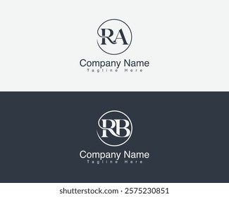 Modern Circular Frame and Luxury Alphabet Logo Design. Circle RA, RB Letter Monogram Luxury logo design.