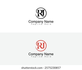 Modern Circular Frame and Luxury Alphabet Logo Design. Circle RI, RJ Letter Monogram Luxury logo design.