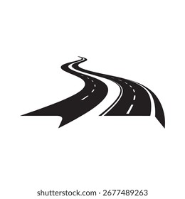 Logotipo circular moderno de la carretera con el sol y la ilustración elegante de la carretera