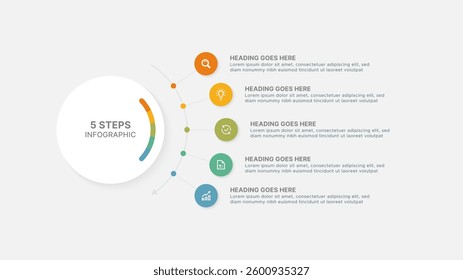 Modern Circular Infographic Design Template with 5 Data Points